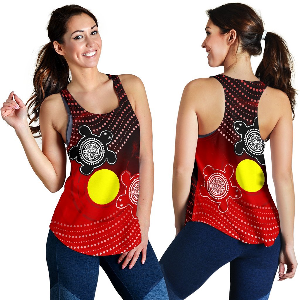 Aboriginal Women's Racerback Tank - Indigenous Circle Dot Painting Style - - Vibe Hoodie
