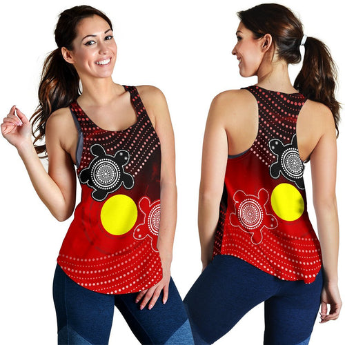 Aboriginal Women's Racerback Tank - Indigenous Circle Dot Painting Style - - Vibe Hoodie
