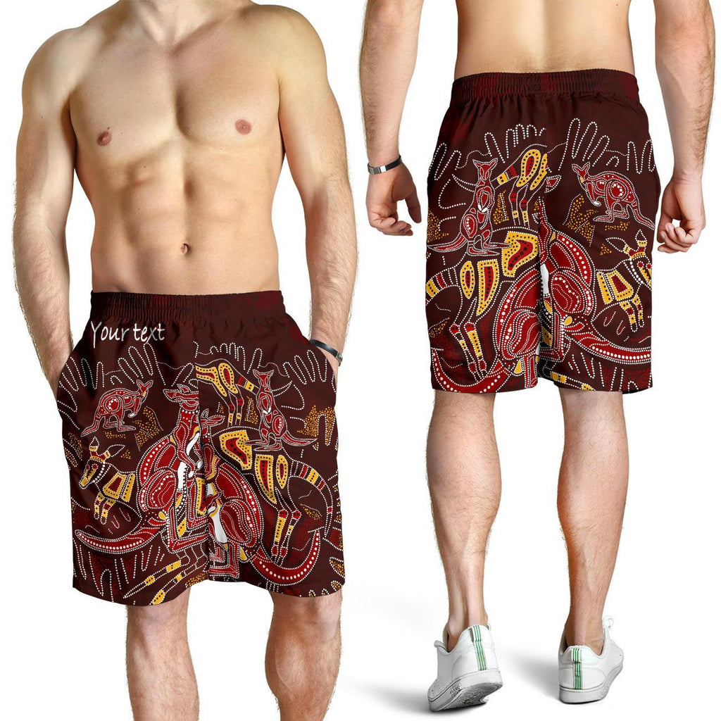 custom-aboriginal-mens-shorts-kangaroo-family-with-hand-art