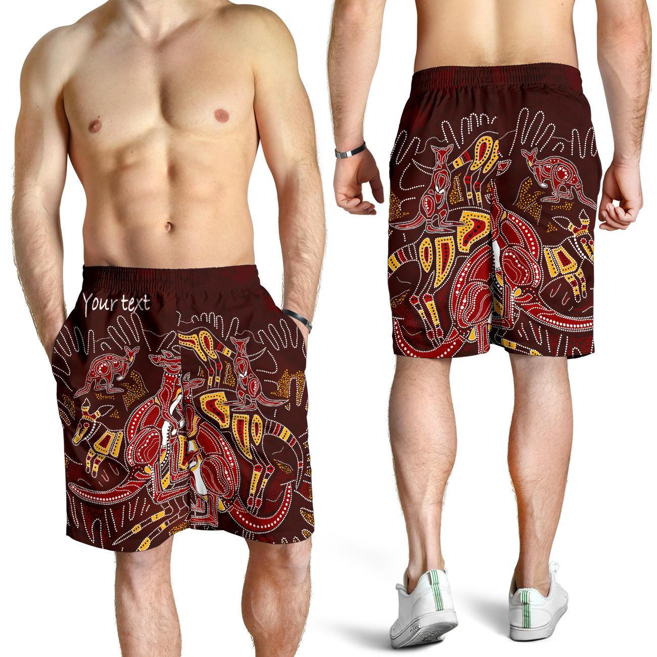 custom-aboriginal-mens-shorts-kangaroo-family-with-hand-art