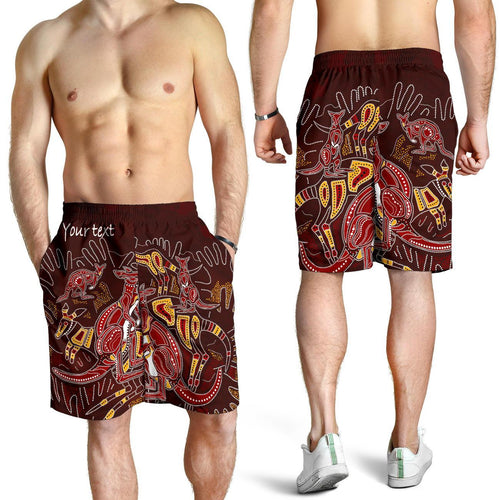 custom-aboriginal-mens-shorts-kangaroo-family-with-hand-art