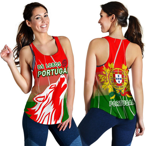 Portugal Rugby Women Racerback Tank Wolf - Os Lobos - Vibe Hoodie