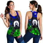 Aboriginal  Women's Racerback Tank- Torres Strait Symbol With Indigenous Patterns - Vibe Hoodie