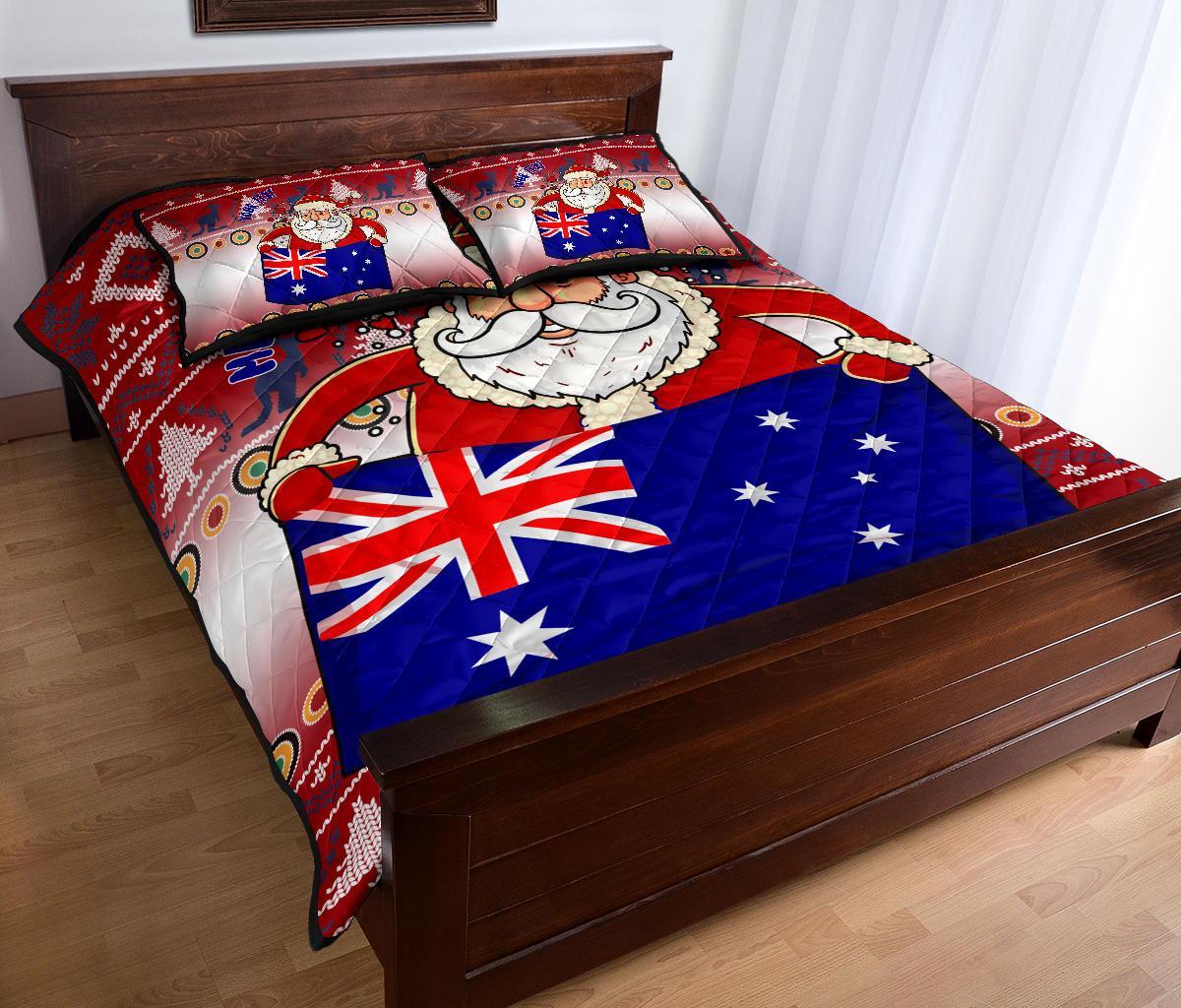 christmas-personalised-quilt-bed-set-australia-santa-claus-hold-the-flag-red