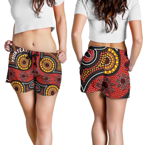 [Custom] Aboriginal Women's Shorts - Indigenous Circle Dot Painting Style- - Vibe Hoodie