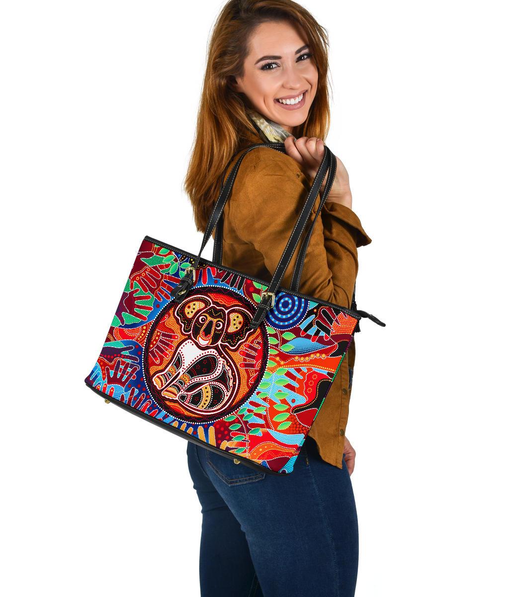 aboriginal-leather-tote-bag-koala-and-hand-art-dot-painting-bag