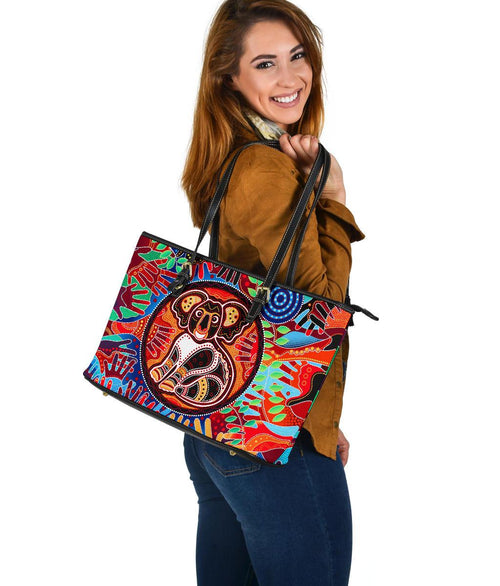 aboriginal-leather-tote-bag-koala-and-hand-art-dot-painting-bag