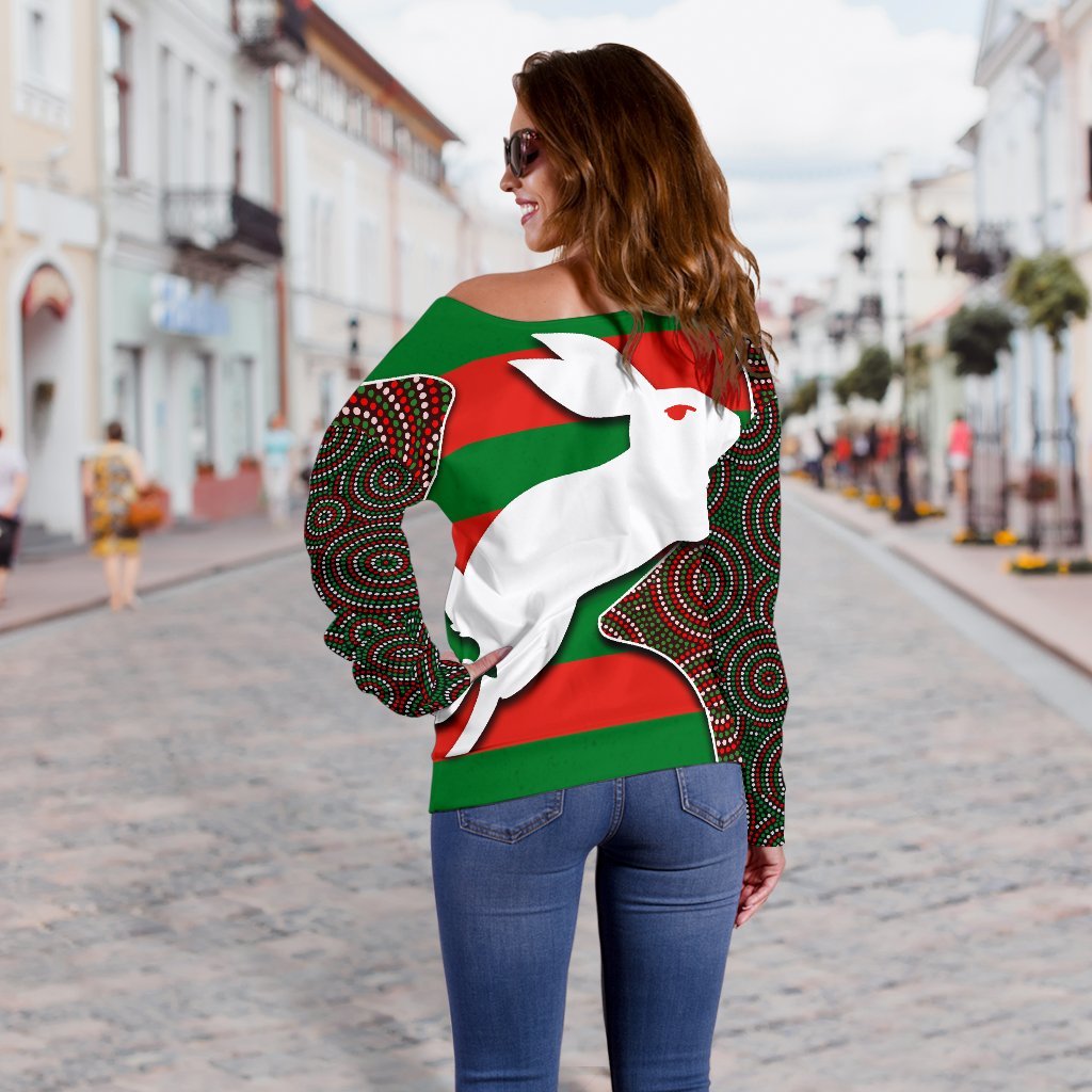 Rabbitohs Women's Off Shoulder Sweater - Vibe Hoodie