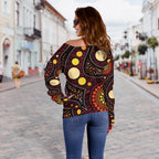 Aboriginal Women's Off Shoulder Sweater - Aboriginal Art Ver01 - Vibe Hoodie