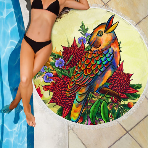 beach-blanket-australia-kookaburra-with-waratah