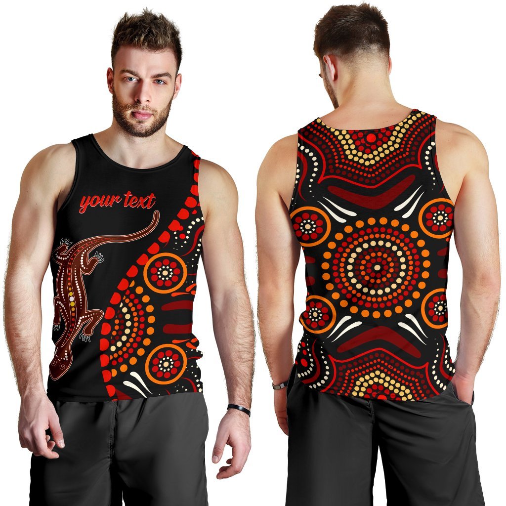 aboriginal-personalised-mens-tank-top-aboriginal-lizard-with-dot-painting-patterns