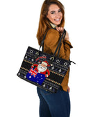 christmas-leather-tote-bag-australia-santa-claus-hold-the-flag-black