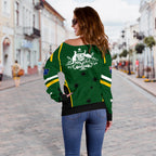 Off Shoulder Sweater - Australian Coat Of Arms (Green) Sweater - Women - Vibe Hoodie