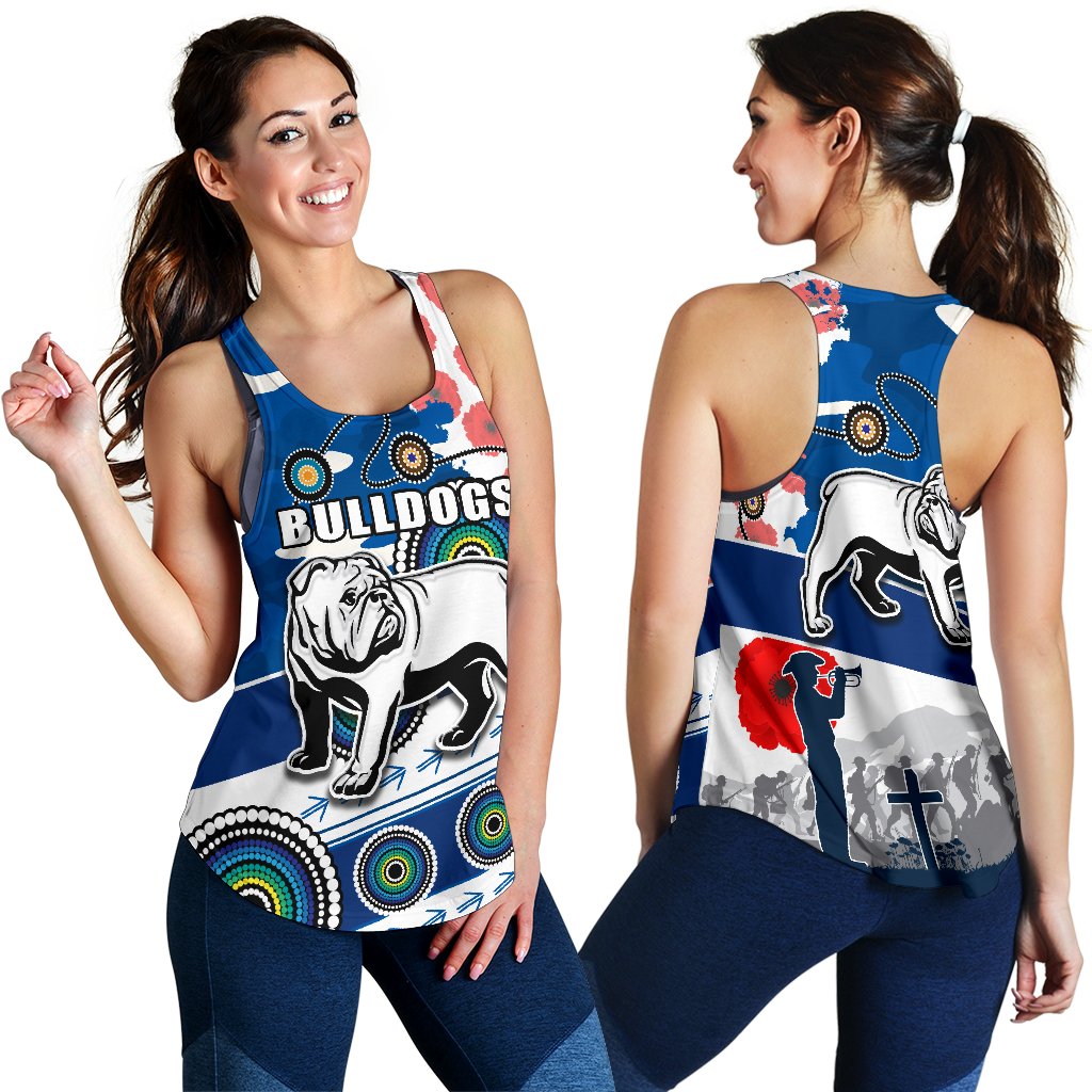 Bulldogs Anzac Day Women Racerback Tank Mix Indigenous - Vibe Hoodie