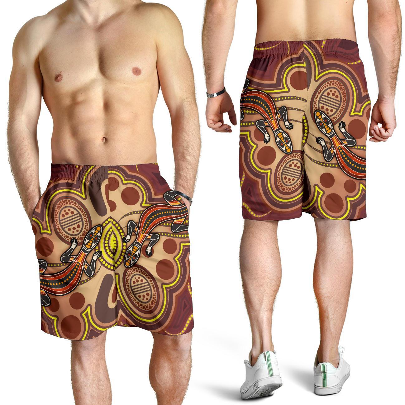aboriginal-mens-shorts-indigenous-lizard-dot-painting-art