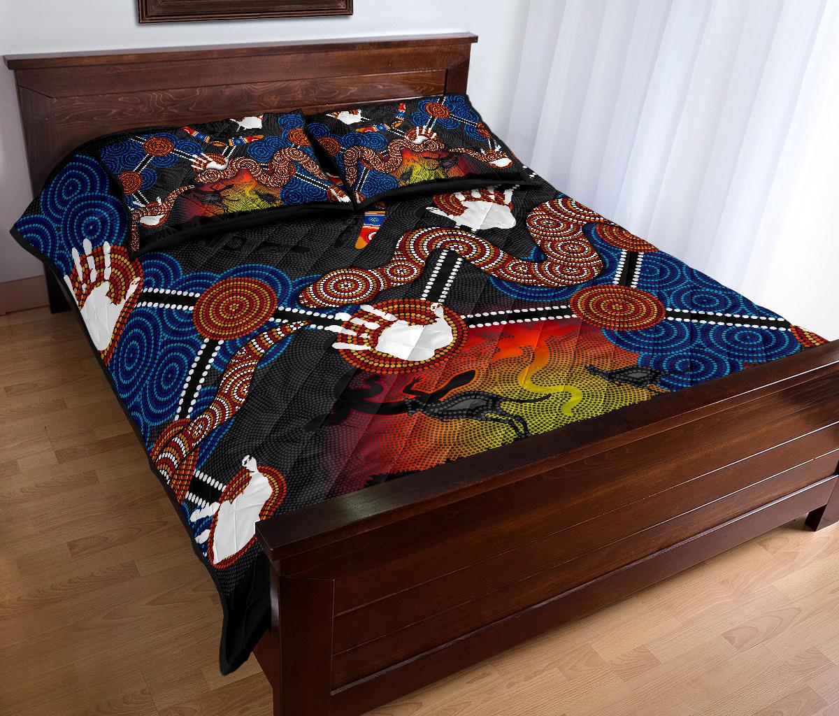 aboriginal-quilt-bed-set-australian-boomerang-and-snake-indigenous-art