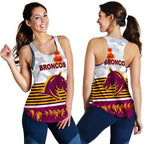 Brisbane Broncos Women's Racerback Tank Anzac Day Simple Style - White - Vibe Hoodie