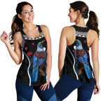 New Zealand Tui Bird Women Racerback Tank, Pohutukawa - Black - Vibe Hoodie