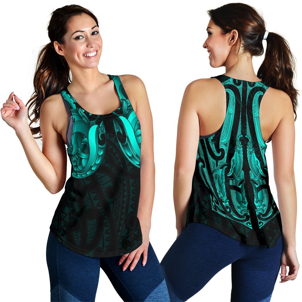 Maori Ta Moko Women Racerback Tank New Zealand Turquoise - Vibe Hoodie