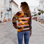 Parramatta Eels Women's Off Shoulder Sweater Tribal Style Black - Vibe Hoodie