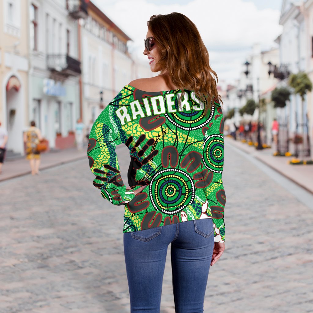 Canberra Women's Off Shoulder Sweater Raiders Indigenous 2 - Vibe Hoodie