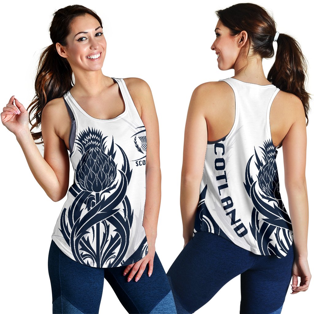 Scottish Rugby Women's Racerback Tank Thistle Vibes - White - Vibe Hoodie