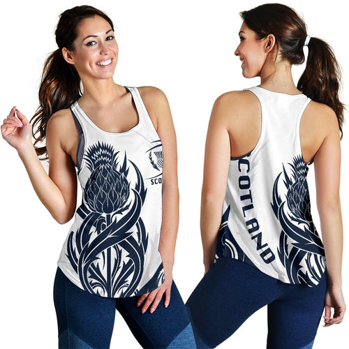 Scottish Rugby Women's Racerback Tank Thistle Vibes - White - Vibe Hoodie