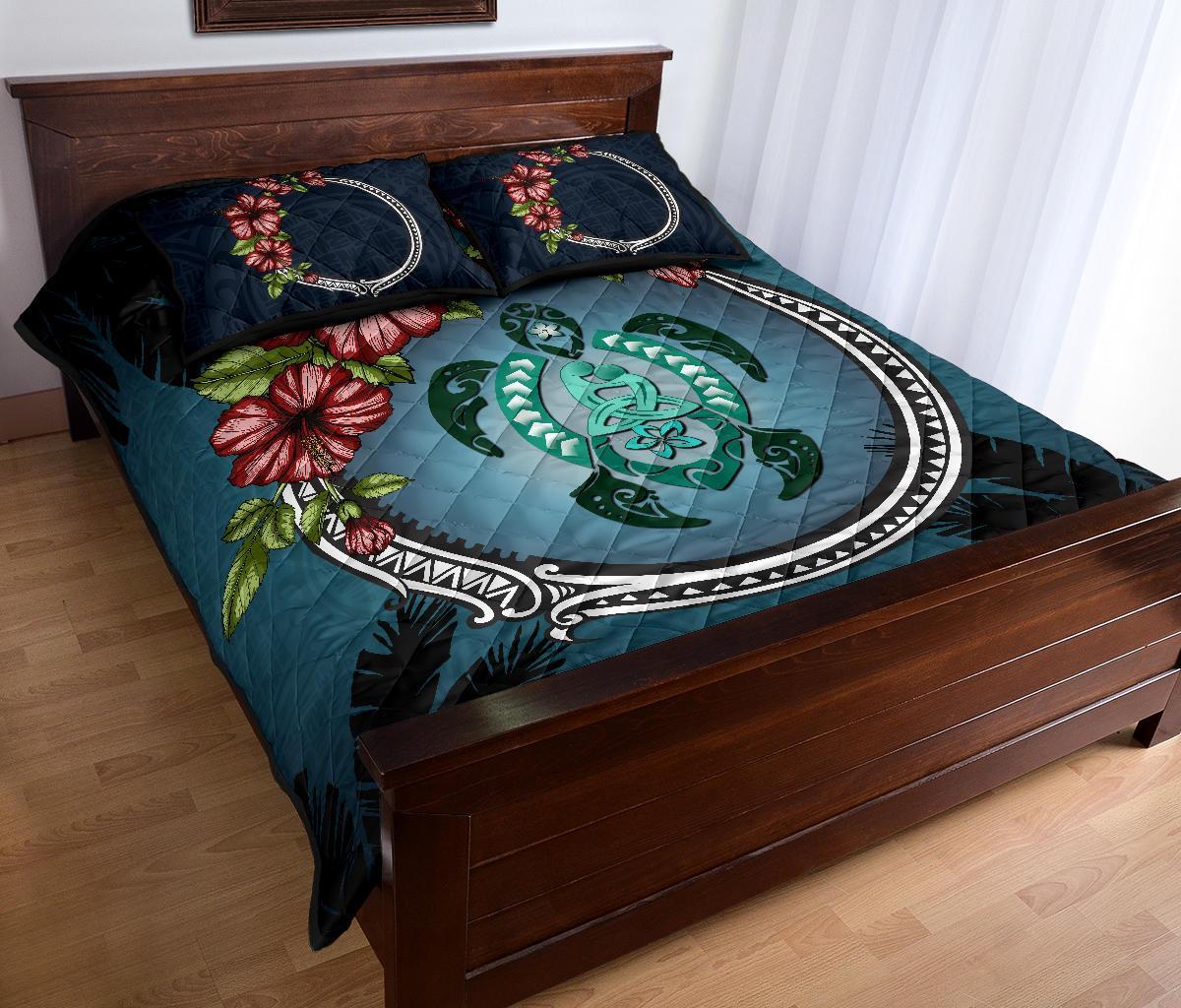 new-zealand-quilt-bed-set-polynesian-ohana-turtle-hibiscus-mother-son