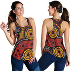 Aboriginal Women's Racerback Tank - Indigenous Circle Dot Painting Style- - Vibe Hoodie