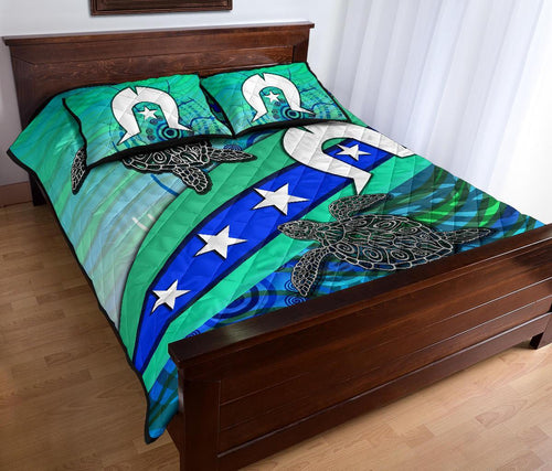 personalised-quilt-bed-set-torres-strait-flag-and-turtle