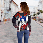 Off Shoulder Sweater - Anzac Day Sweater - Poppy Flowerss Dot Painting - Women - Vibe Hoodie