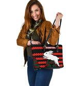 south-sydney-rabbitohs-small-leather-tote-anzac-day-poppy-flower-vibes