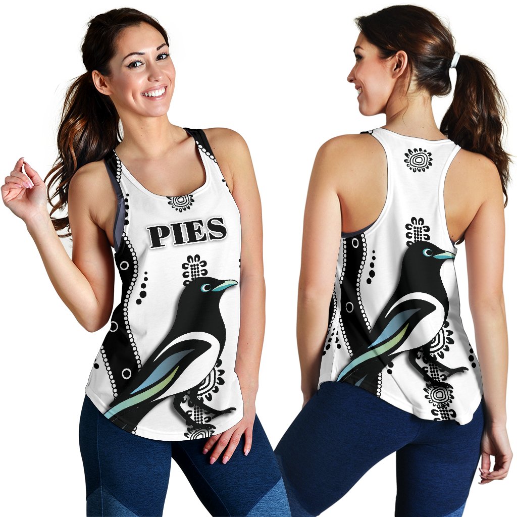 Collingwood Women Racerback Tank Pies Indigenous - White - Vibe Hoodie