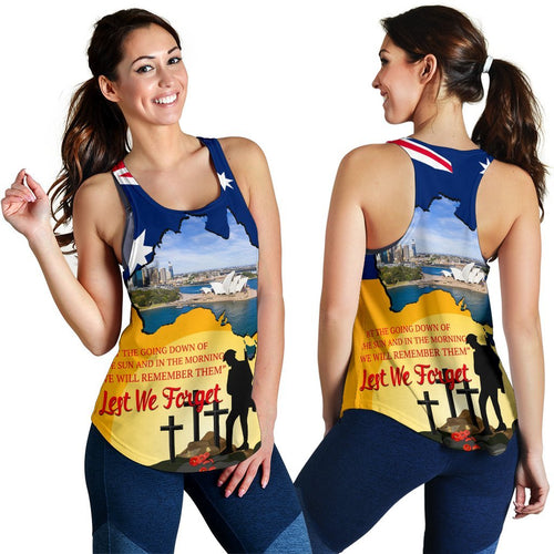Anzac Day Women's Racerback Tank - Today's Peace Is Yesterday's Sacrifice - Vibe Hoodie