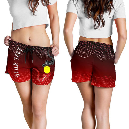 [Custom]Aboriginal All Over Print Women's Shorts - Two Indigenous Lizard - Vibe Hoodie