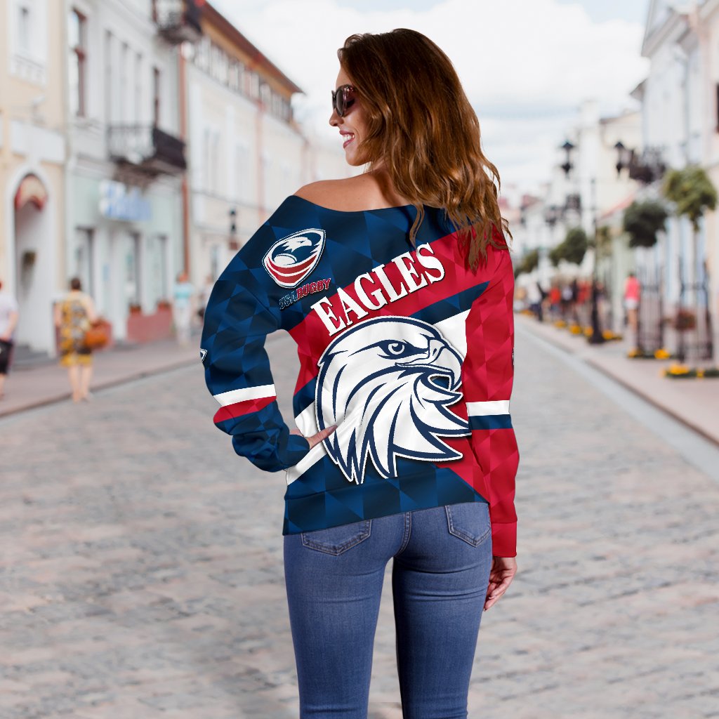 USA Rugby Women's Off Shoulder Eagles Sporty Style - Vibe Hoodie