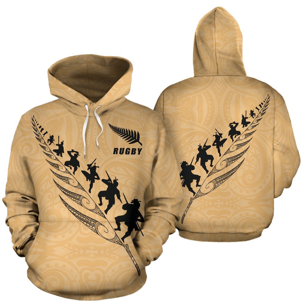 rugby-haka-fern-hoodie-gold