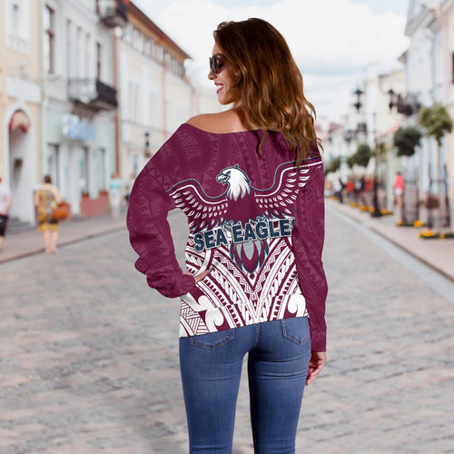Warringah Women's Off Shoulder Sweater Sea Eagles Multicultural - Vibe Hoodie