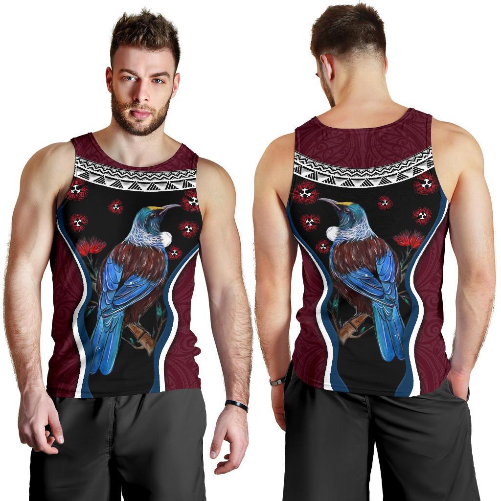 new-zealand-tui-bird-men-tank-top-pohutukawa-burgundy