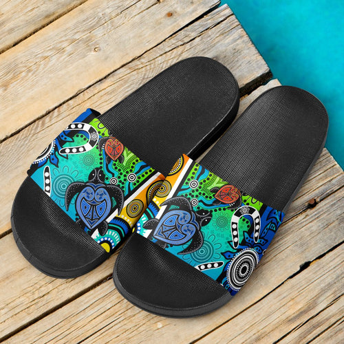 aboriginal-slide-sandals-indigenous-turtle-dot-painting-art