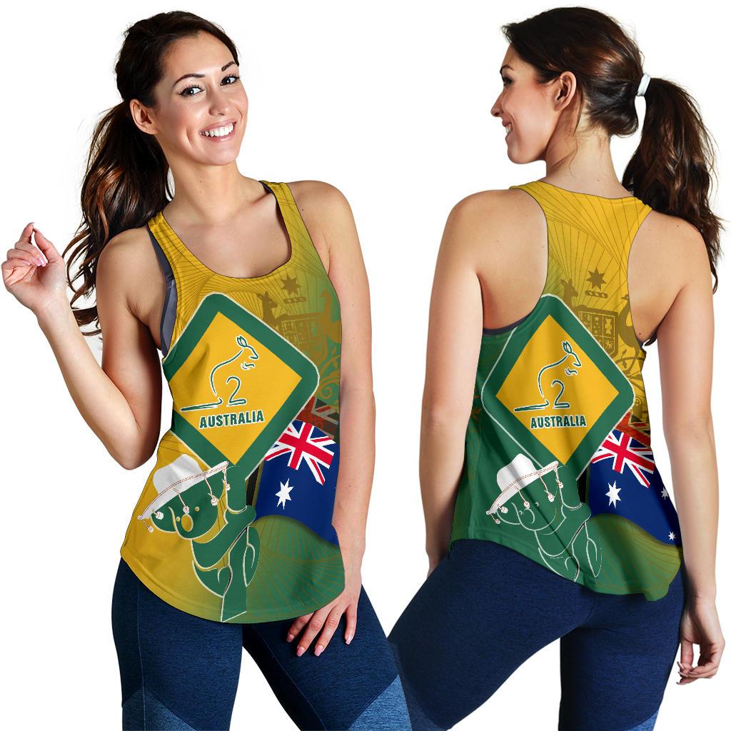Racerback Tank - Aus Flag and Coat Of Arms Tank Kangaroo and Koala Sign - Vibe Hoodie