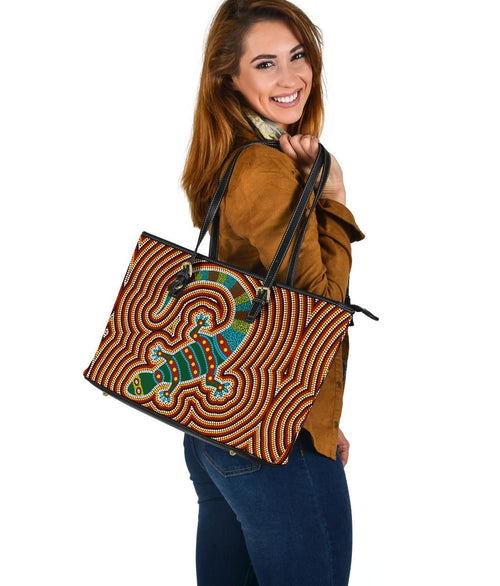 aboriginal-large-leather-tote-bag-lizard-dot-painting-patterns