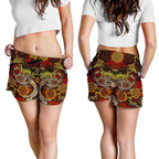 Aboriginal Women's Shorts , Kangaroo and Lizard Dot Painting Art - Vibe Hoodie