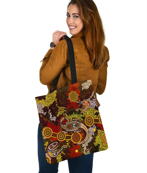 aboriginal-tote-bags-kangaroo-and-lizard-dot-painting-art