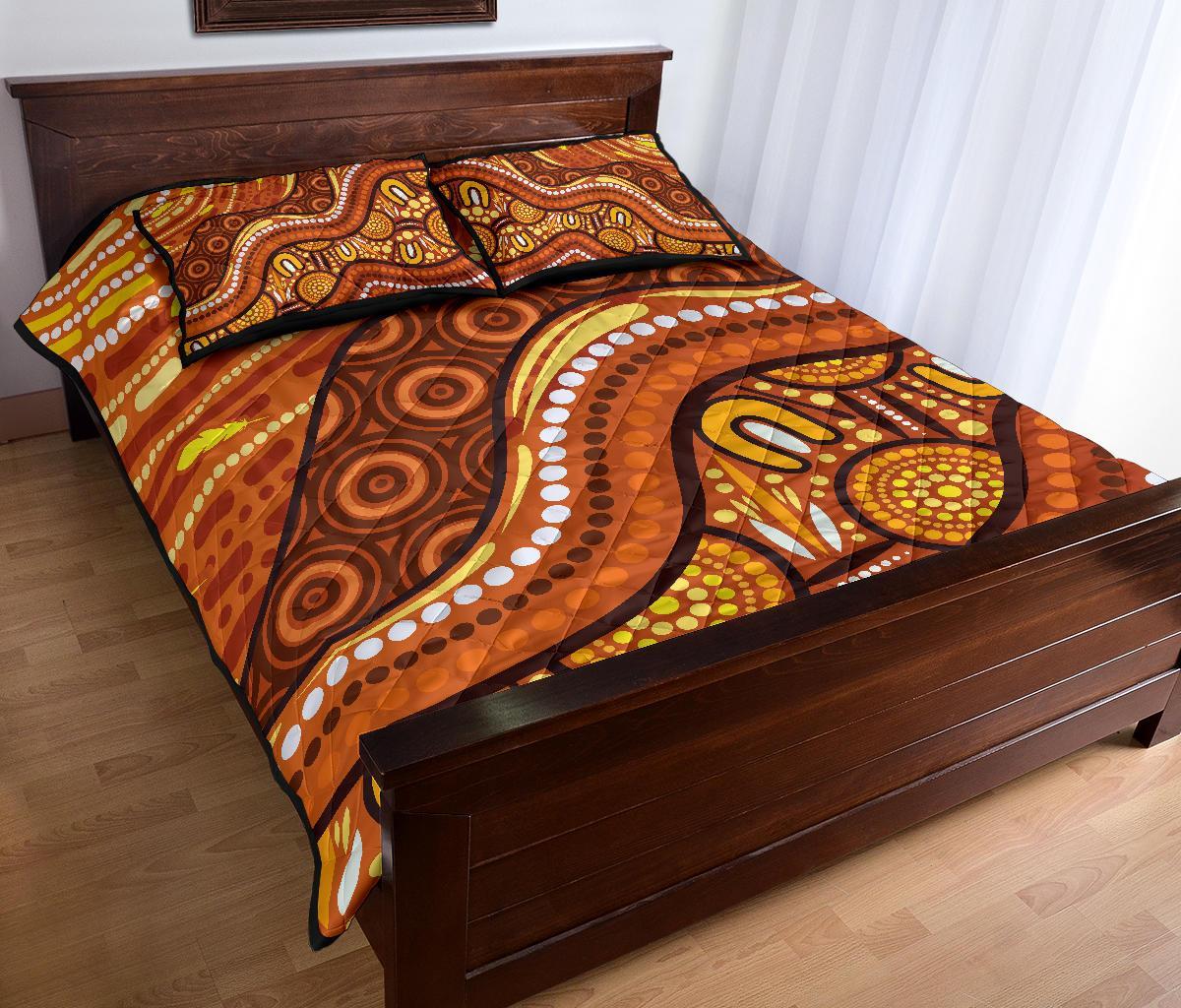 aboriginal-quilt-bed-set-landscape-and-the-sun-dot-painting-art