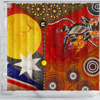 shower-curtain-aboriginal-dot-painting-flags-crocodile