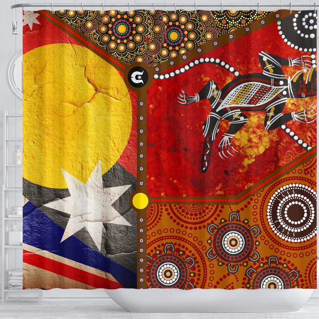 shower-curtain-aboriginal-dot-painting-flags-crocodile