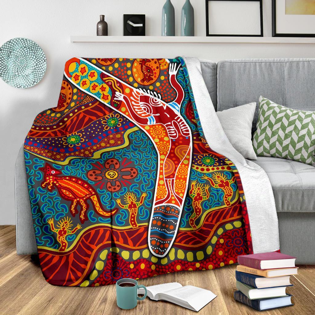 aboriginal-premium-blanket-indigenous-boomerang