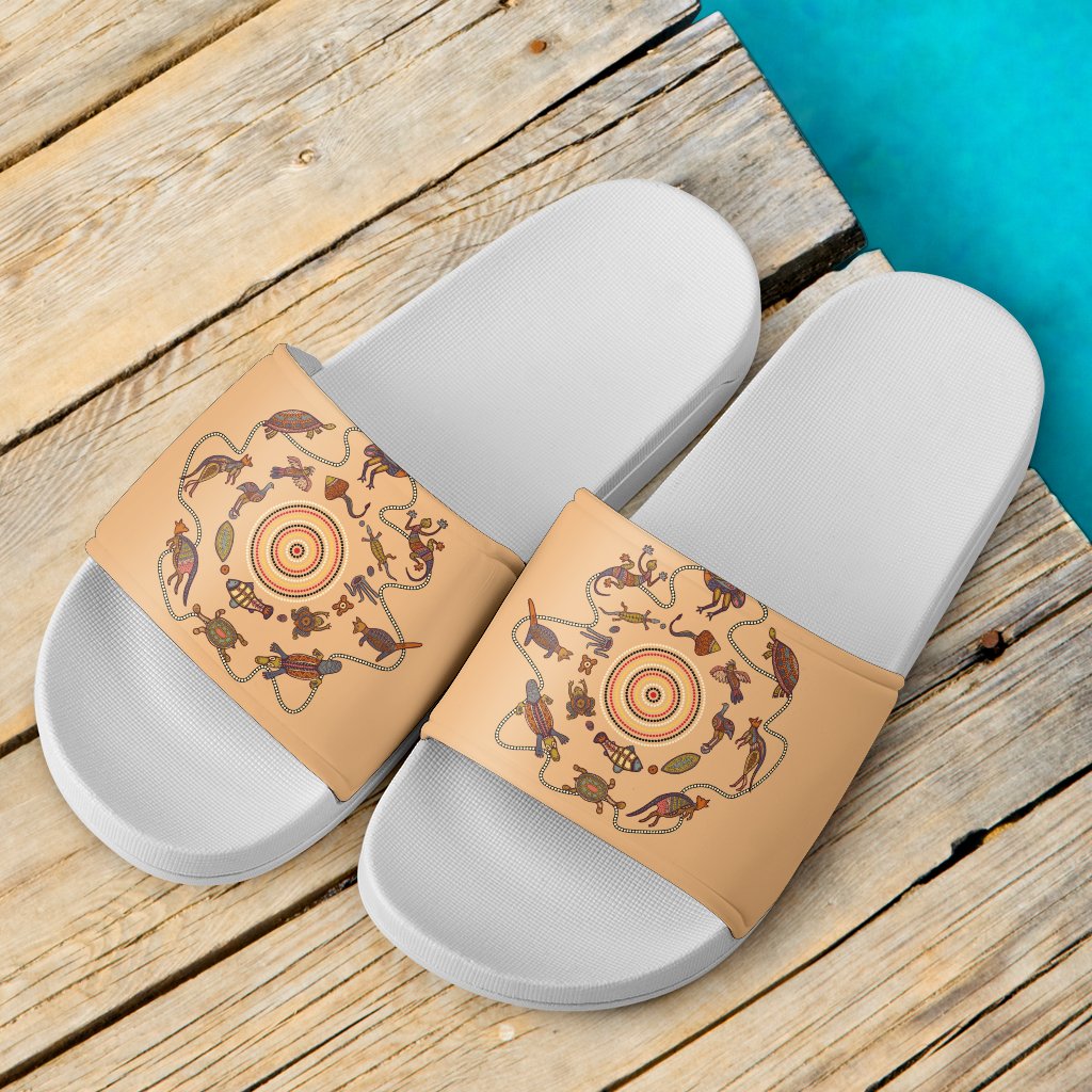 slide-sandals-aboriginal-patterns-sandals-animal-australia-kangaroo-white