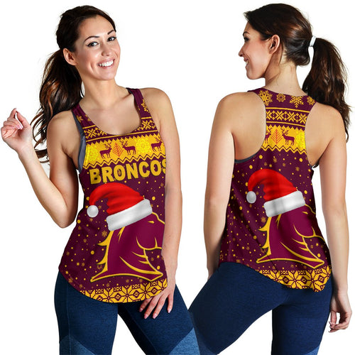 Brisbane Women Racerback Tank Broncos Christmas Unique Vibes - Maroon - Vibe Hoodie